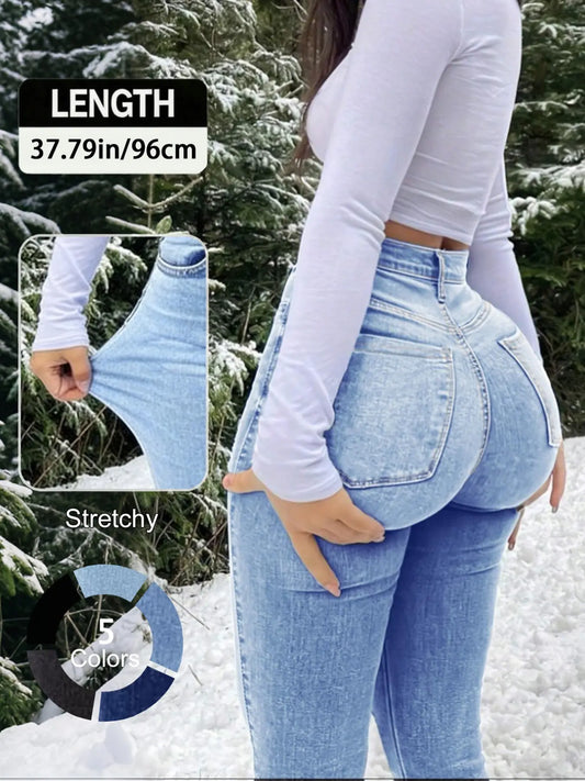 Chic High Waist Skinny Denim Jeans for Women - Year-Round Style & Slimming Fit