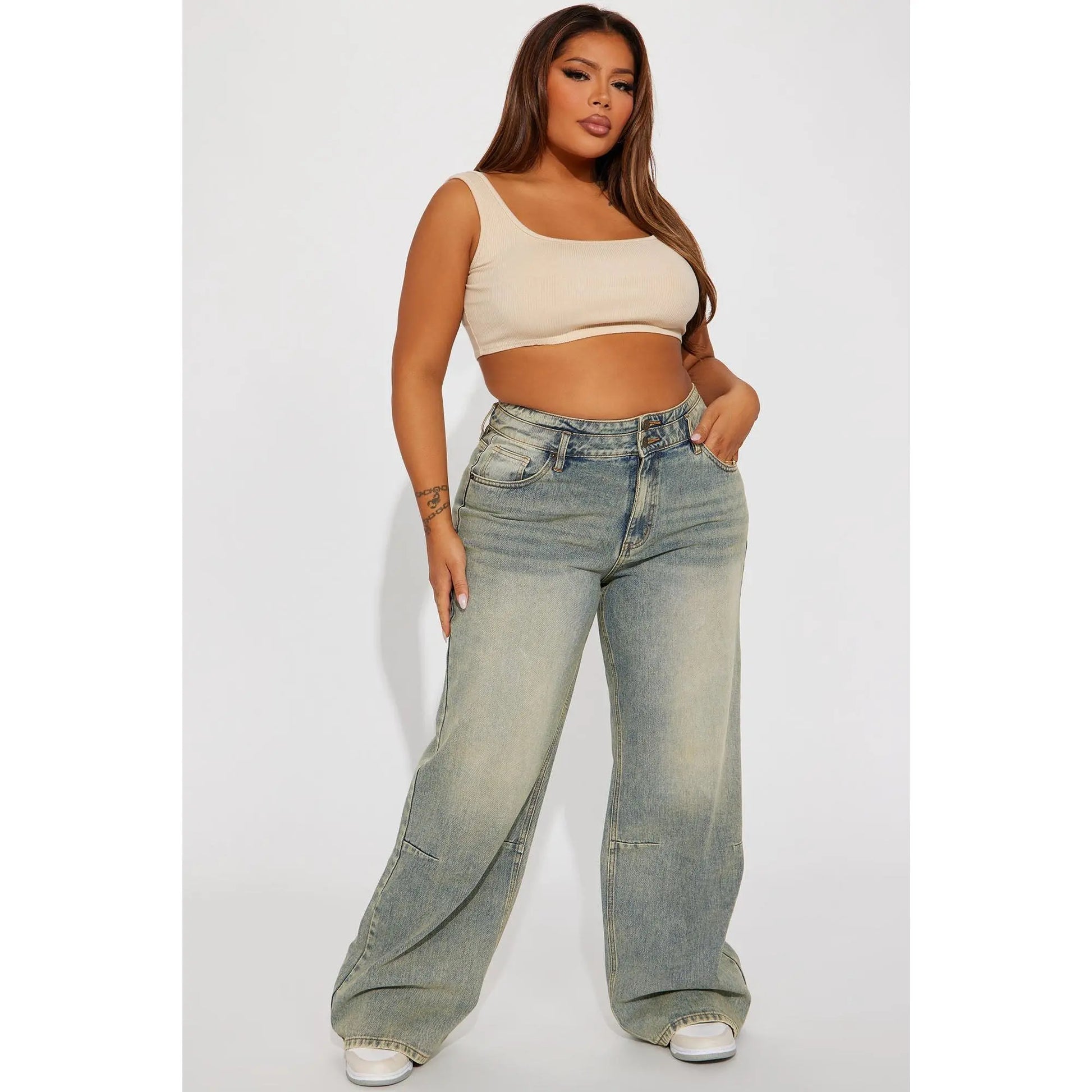 Artesia Tinted Baggy Non Stretch Jeans - Light Wash