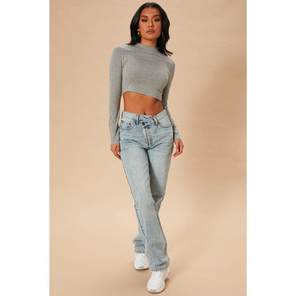 Crossover Straight Leg Jeans - Light Blue Wash