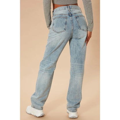 Crossover Straight Leg Jeans - Light Blue Wash