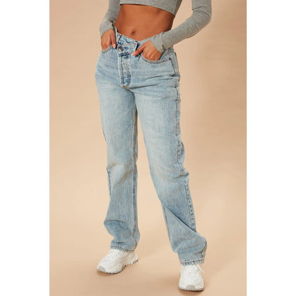 Crossover Straight Leg Jeans - Light Blue Wash