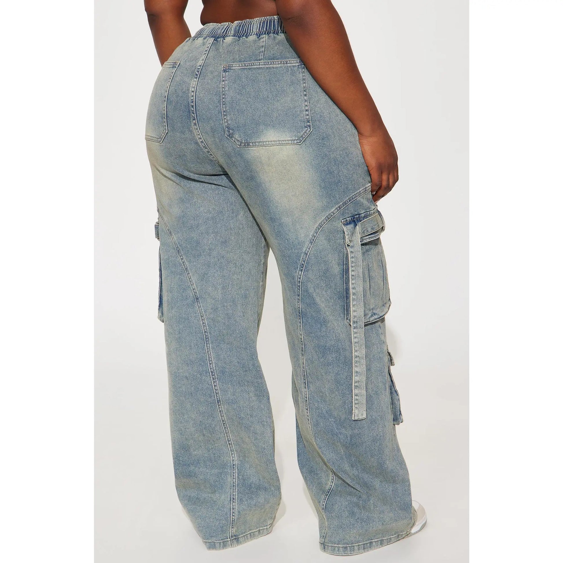 Met My Match Baggy Cargo Jeans - Vintage Wash